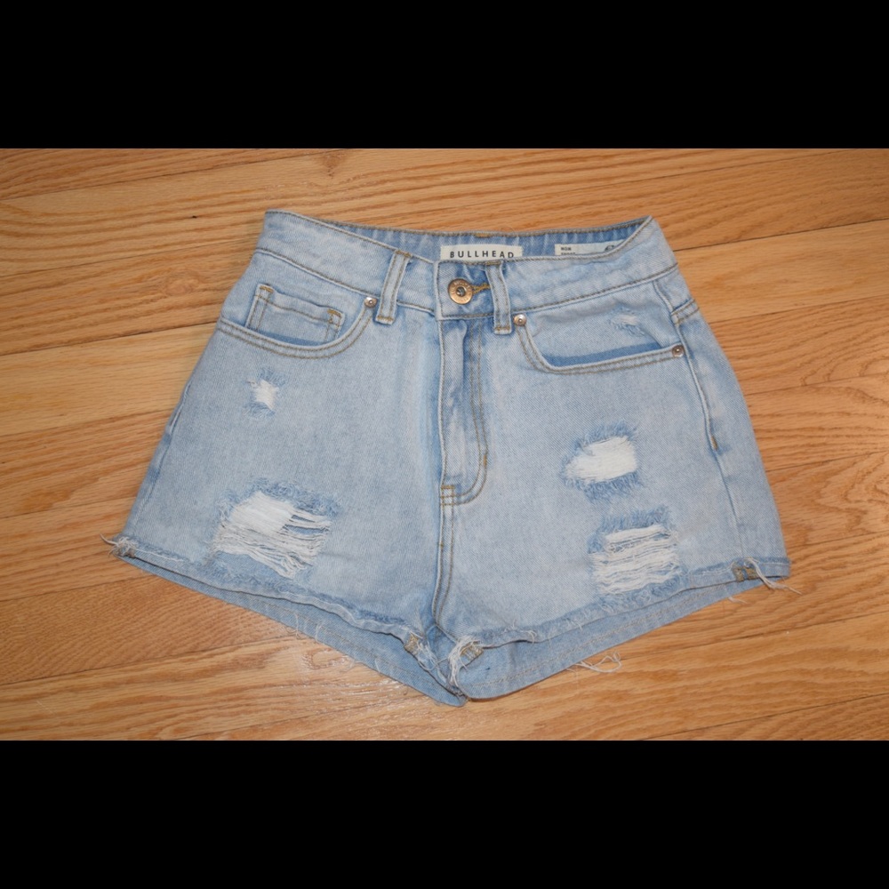 Ripped high waisted denim shorts